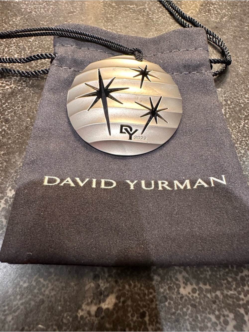 David Yurman Silver Tone Star Ornament with Pouch